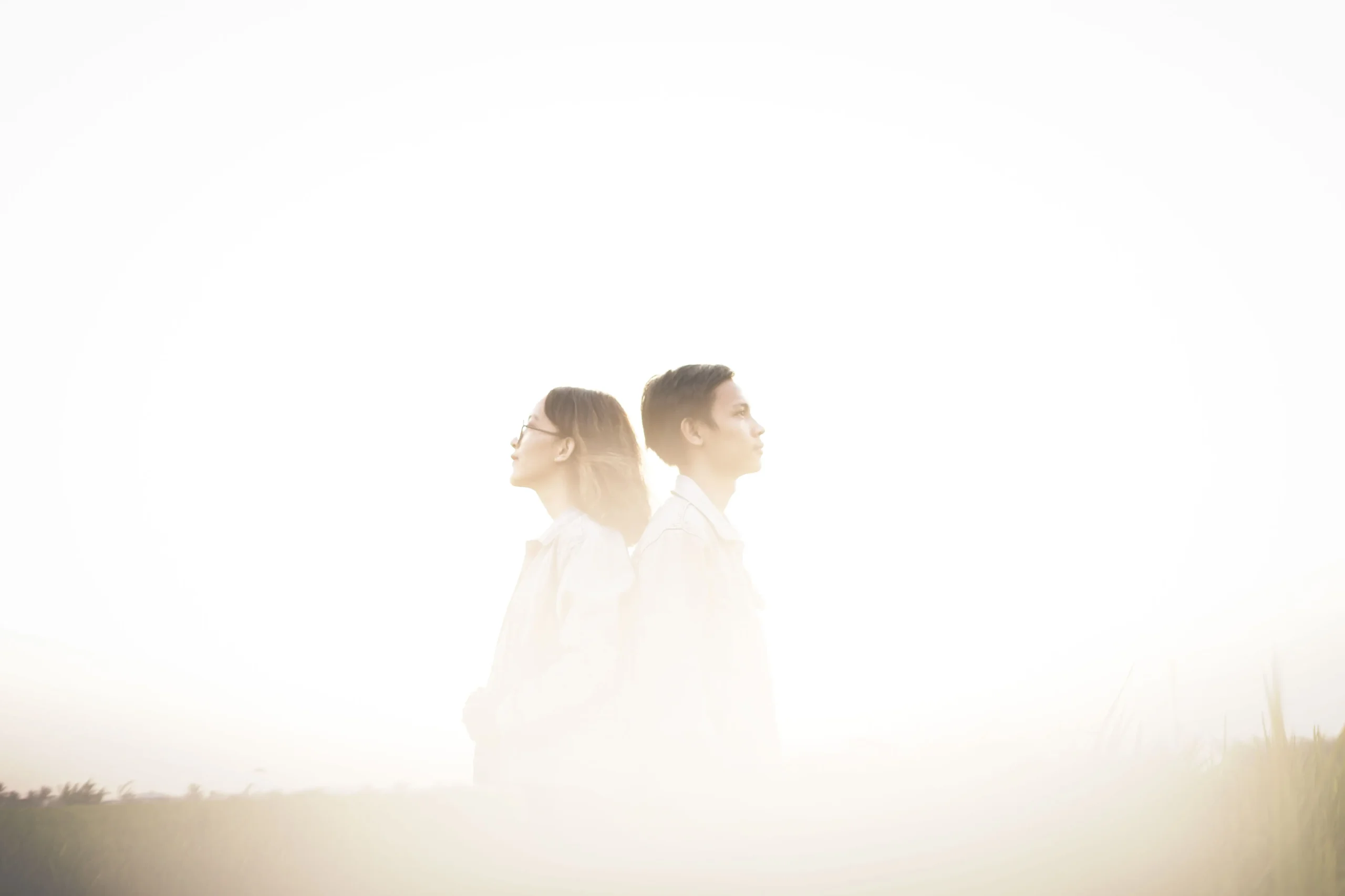couple looking away from each other
